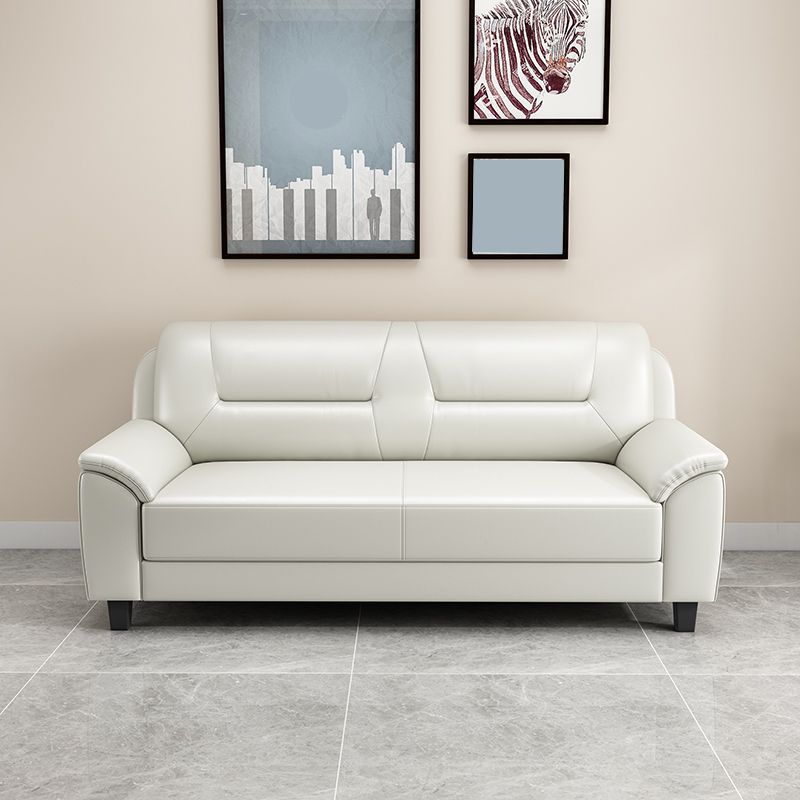 31.50" H Faux Leather Pillow Top Arm Sofa with Cushions for Living Room