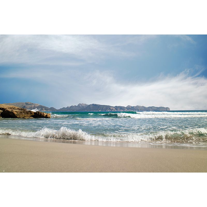 Customized Endless Sea Mural Stain Resistant Soft Color Wall Art for Bathroom