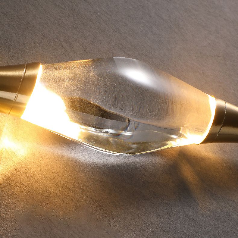 Gold LED Wall Lamp in Modern Luxury Style Copper Teardrop Wall Sconce with Crystal Shade