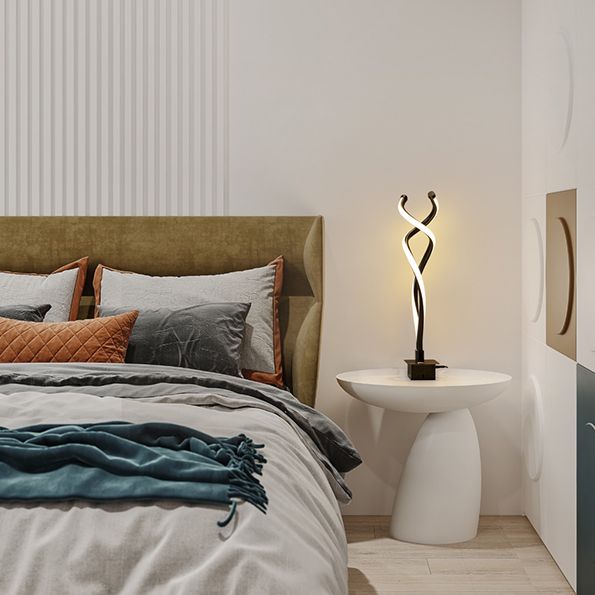 Spiral Acrylic Nightstand Light Art Deco Minimalist LED Table Lamp for Bedroom