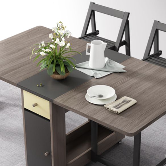 Modern Style Traditional Height Dining Set with with Drop Leaf Table and Trestle Base