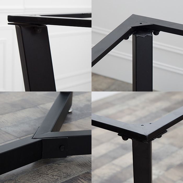Pine Wood Top Dining Table Rectangle Industrial Table with Trestle Base