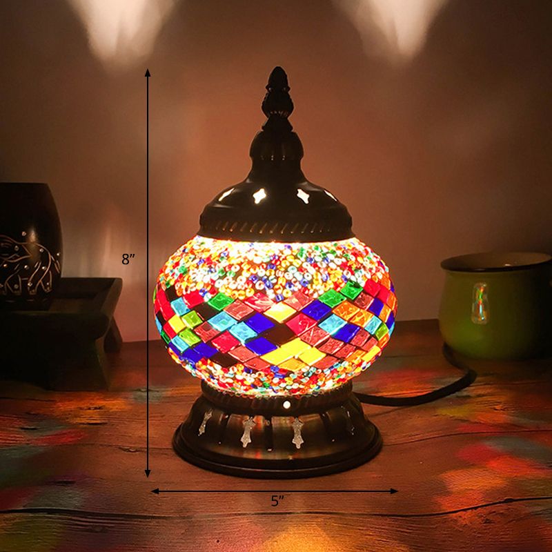 Sfera della lampada da tavolo rosso/giallo/giallo/arancione in vetro colorato 1 testa tradizionale illuminazione per la camera da letto