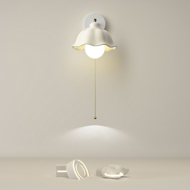 Single White Contemporary Shaded Metallic Wall Mounted for Bedroom