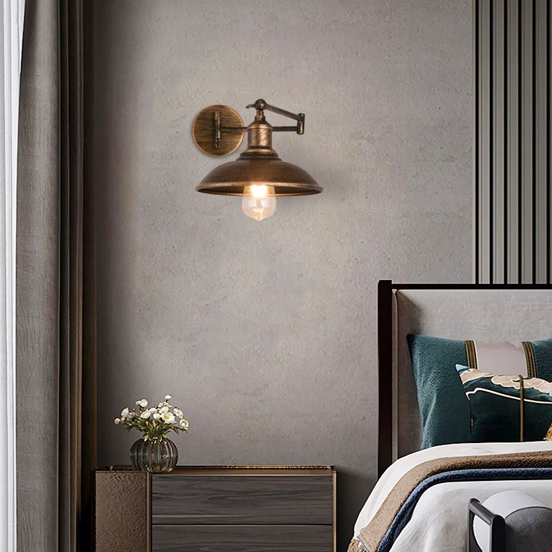1-Light Wall Sconce Industrial Style Metal Wall Lighting for Bedroom