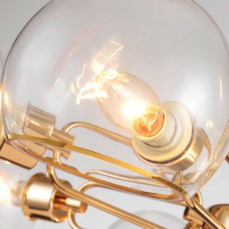 Modern Luxury Sputnik Pendant Light Wrought Iron Hanging Lamp with Clear Glass Shade