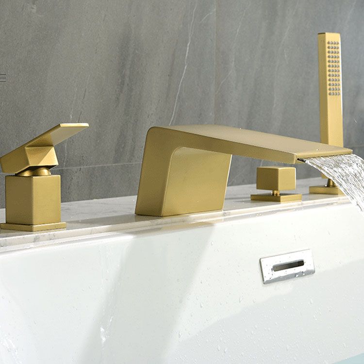 Brass Roman Bathtub Faucet Waterfall Spout Tub Faucet with Hand Shower