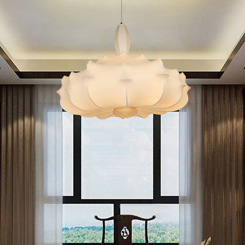 Onregelmatige gevormde zijden hanger lamp postmodern 1 bol witte ophanging licht voor woonkamer