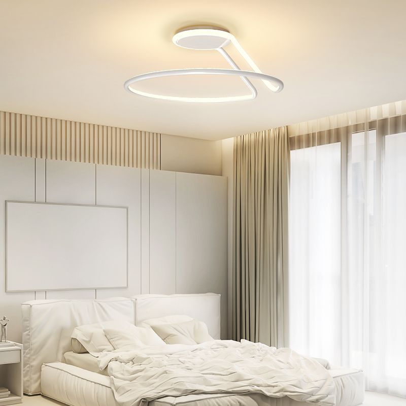 Line Shape LED Ceiling Lamp Modern Iron 1 Light Flush Mount for Bedroom