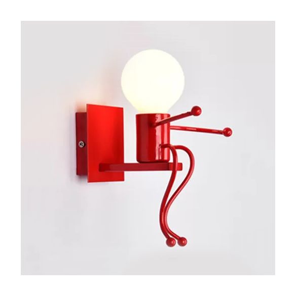 Sitting People Shaped Night Light Metal Single Bulb Modern Stylish Wall Light in Red