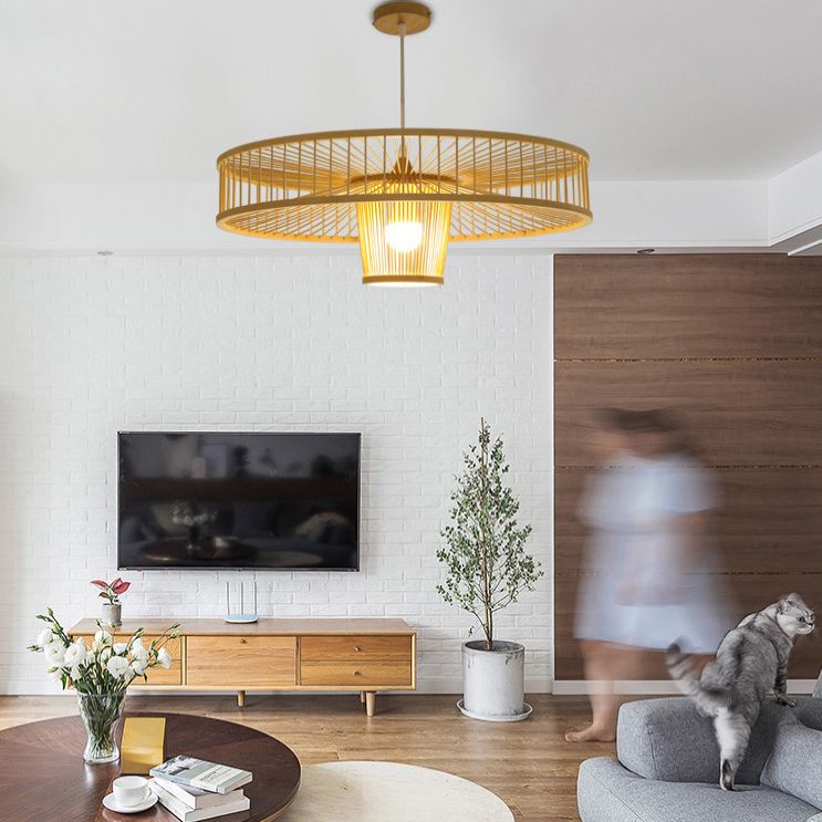 Tambour suspendu pendant luminaire chinois en bambou pendentif luminaires pour le salon