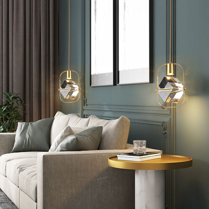 Geometrieform Kristall Anhänger Licht moderner Stil 1 Licht hängende Leuchte in Gold