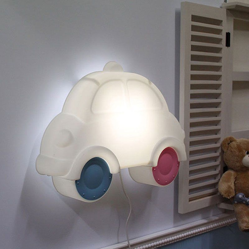 Auto hoek muur sconce verlichting plastic led cartoon wit-blaa-roze wandlamp armatuur