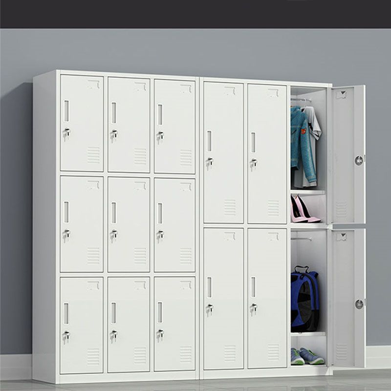 Contemporary Style Wardrobe Armoire Metal Non-Hanging Armoire with Locks