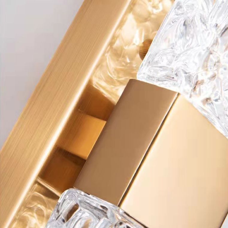 Minimalist Rectangle Sconce Light Fixture Crystal LED Bedroom Wall Light Sconce in Gold