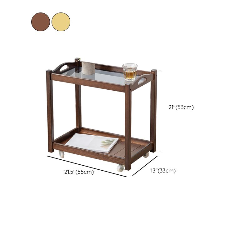 Contemporary Solid Wood with Shelf Rectangular Double Tier Side Table