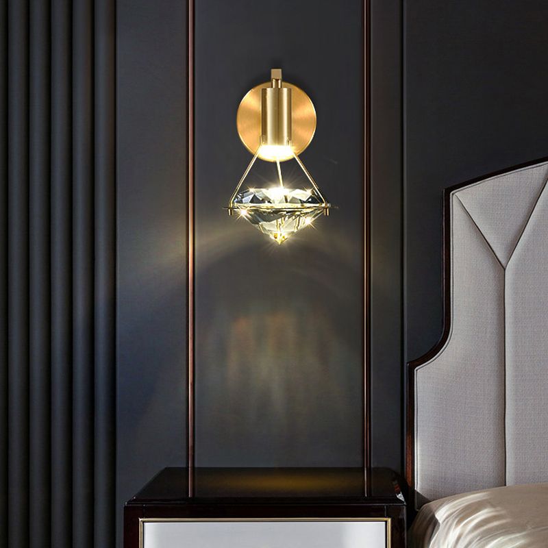 Tombra geométrica de 1 luces Medro de pared de estilo moderno Luz de montaje de pared de cristal en latón