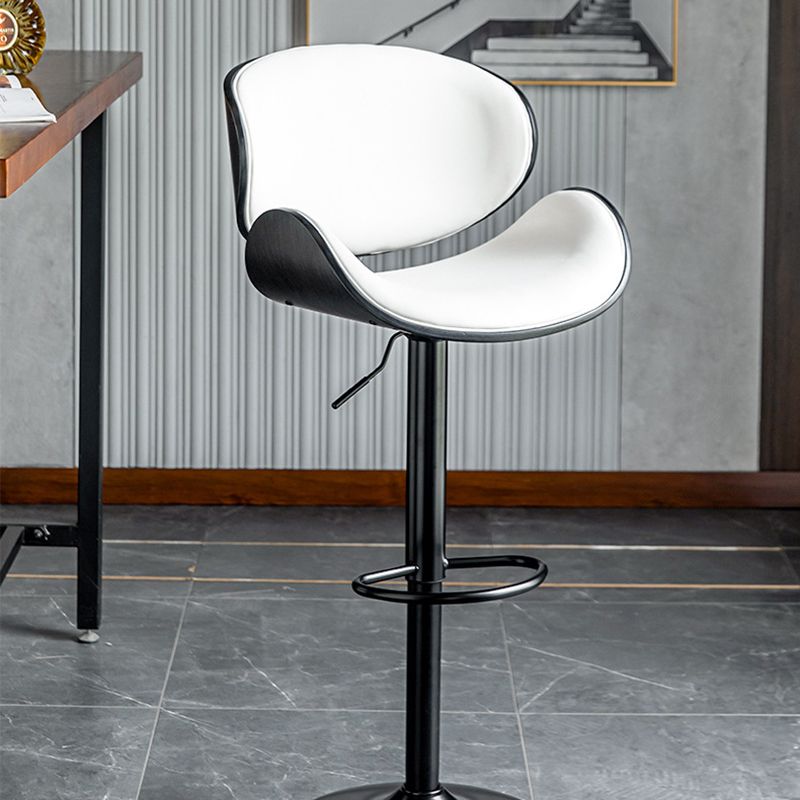Scandinavian Adjustable Height Metal Counter Stools Wood Low Back Bar Stools (Set of 2)