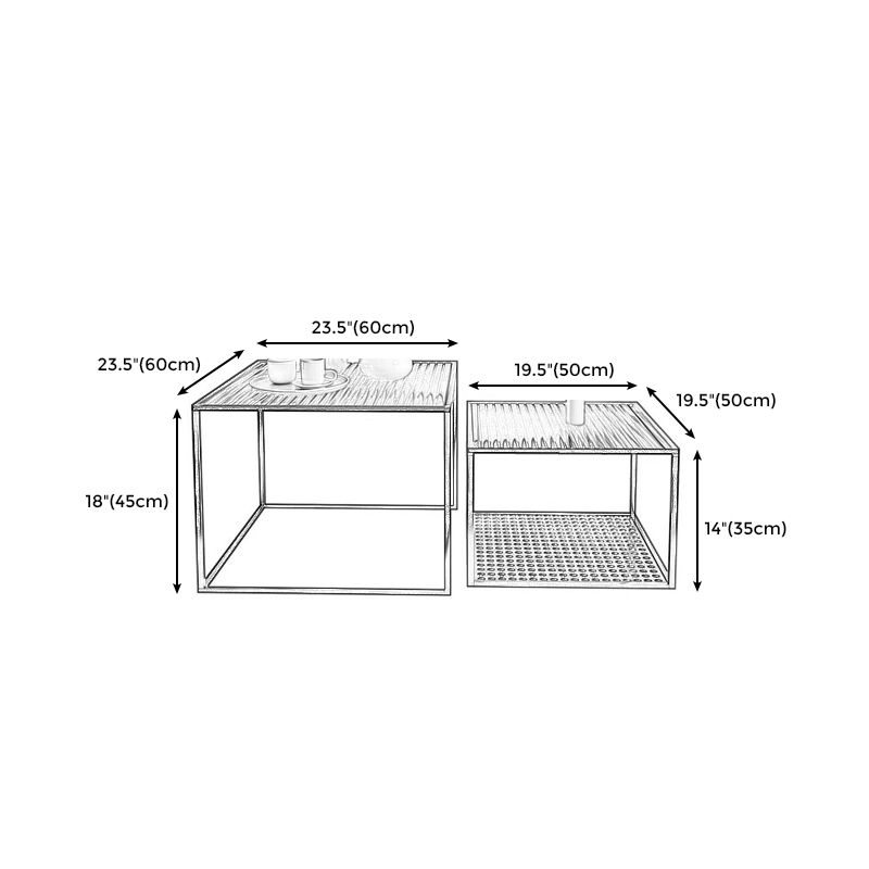 Modern Style Black/off-white/gold Metal Base Square Side Table