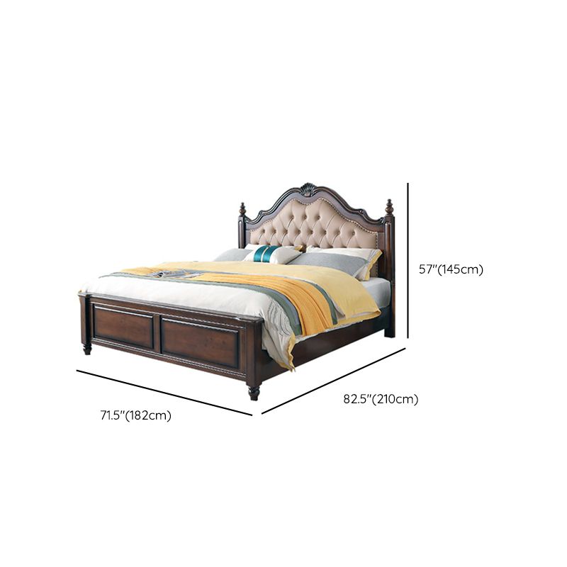Panel Solid Color Bed Frame Solid Wood Bed Frame with Headboard