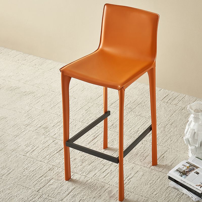 Contemporary Indoor Metal Legs Faux Leather Upholstered Bar Stool