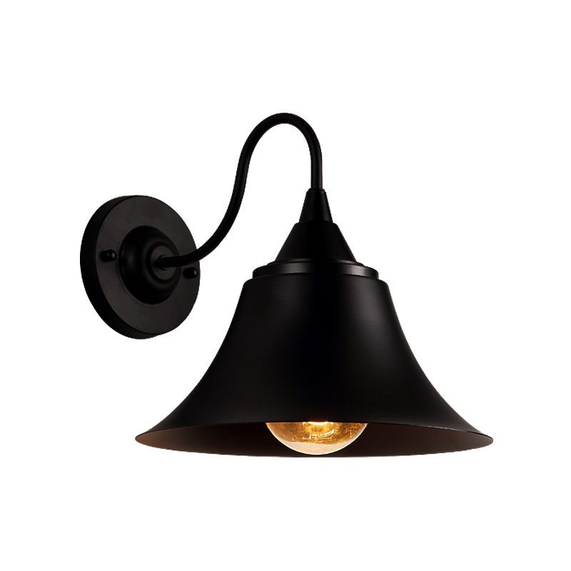 1 Light Metal Geometric Wall Lighting Fixtures Industrial Style Wall Mounted Light Fixture in Black