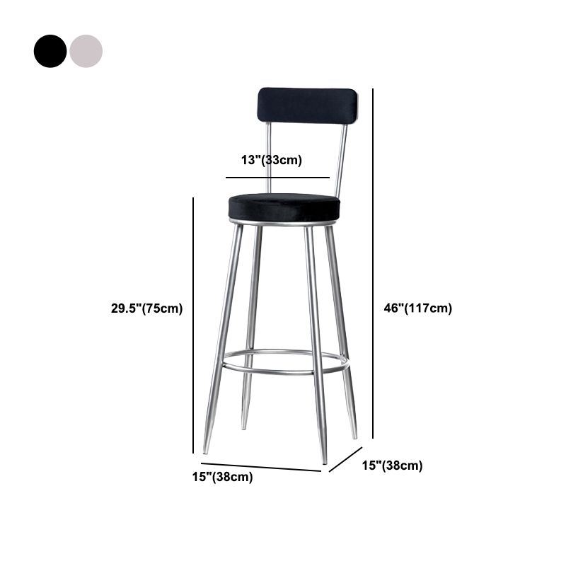 Scandinavian Iron Round Bar Stool Upholstered Velvet Counter Stool