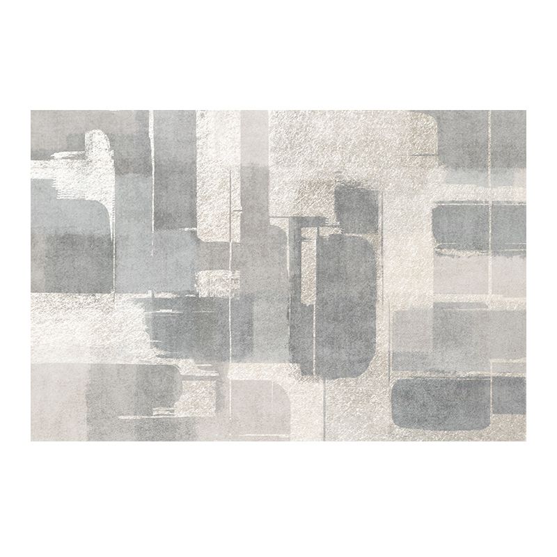 Grey Modern Area Carpet Tie-Dye Pattern Polyester Area Rug Anti-Slip Washable Rug for Home Decor