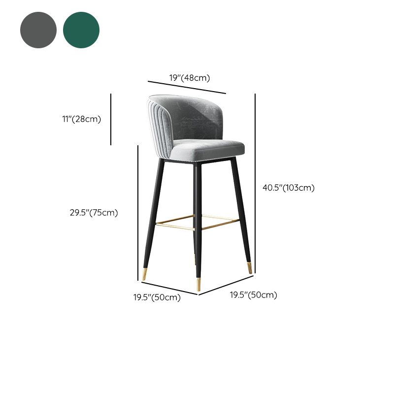 Glam Backrest Bar Stool Upholstered Counter Stool for Bristol
