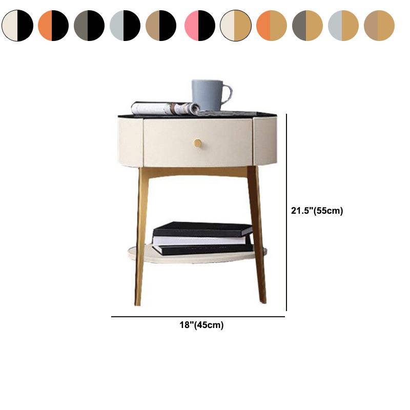 Wooden Nightstand with Lower Shelf 21.65" Tall 1 - Drawer Nightstand