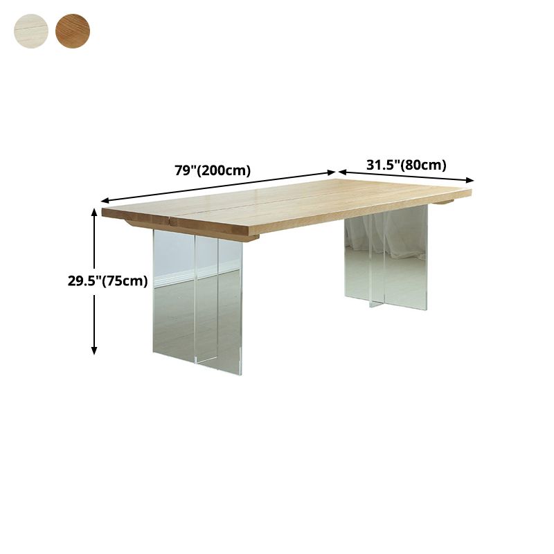 Solid Wood Top Dining Table Rectangle Pine Wood Table with Sled Base