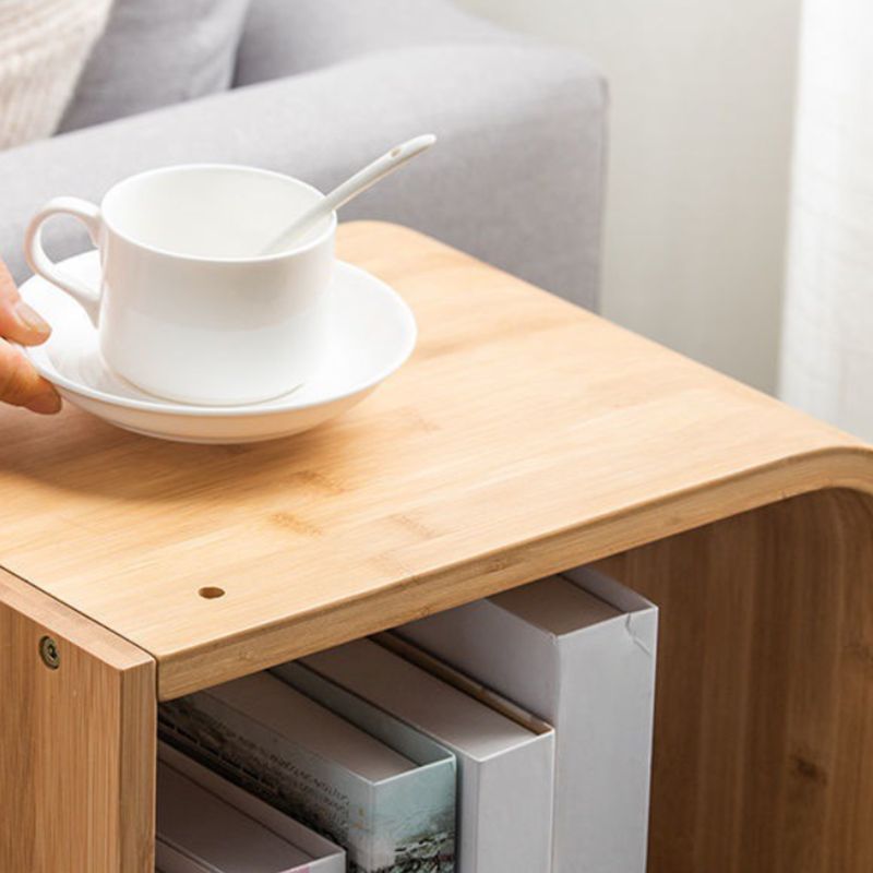 Modern Bamboo Bookcase Natural Open Back Standard Bookshelf with Shelves