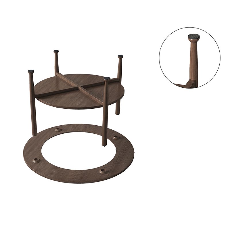 Nordic Wood and Glass Coffee Table 4 Legs Coffee Table with Storage