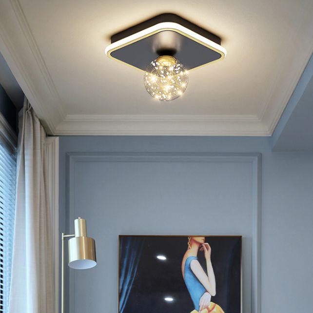 1-Light LED Metal Flush Mount Light New Modern Black Flush Ceiling Light for Hallway