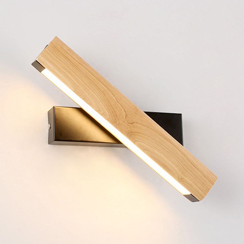 Single Modernism Beige Wall Mounted Sconce Wooden LED Wall Light