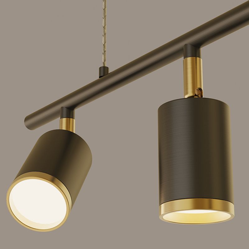 Luces geométricas de isla contemporánea iluminación de isla de metal en negro y dorado