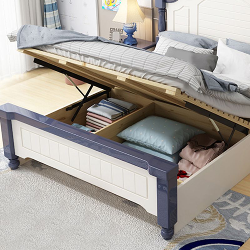 Solid Wood Stepped Standard Bed Headboard Bed with Custom Legs