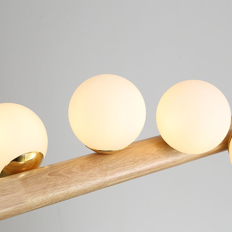 Modern Wood Kitchen Island Lighting Glass Shaded Ceiling Light for Foyer