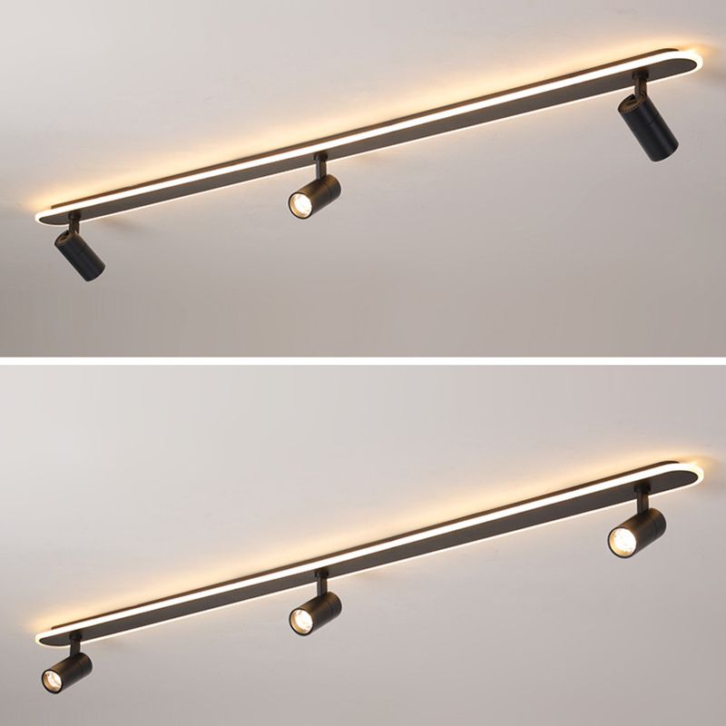 Langwerpige acryl schaduw LED-plafondlamp in moderne eenvoud Metalen lamp Semi-inbouwmontage voor commerciële ruimtes