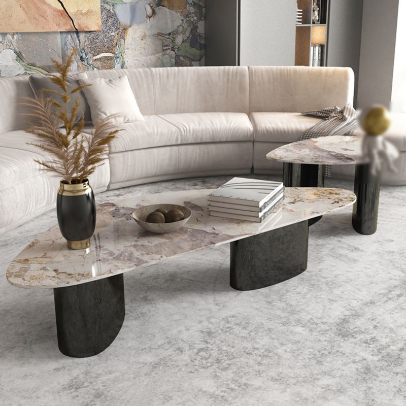 2 Legs Coffee Cocktail Table Contemporary Slate Top Coffee Table