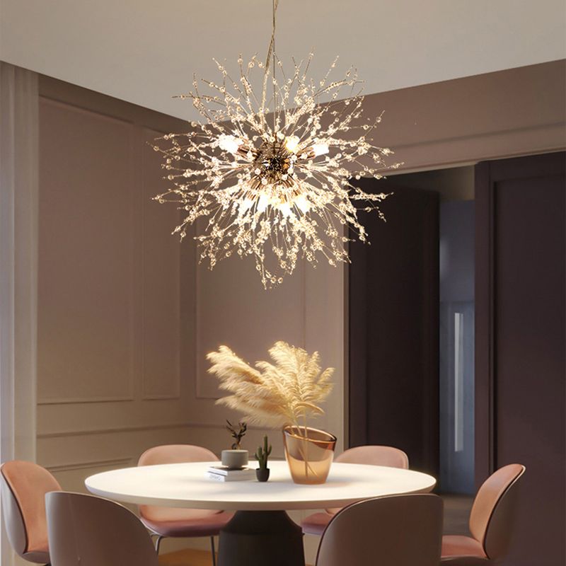 Lámpara de lámpara de forma de globo de forma nórdica lámpara de araña de luciérnagas para sala de estar