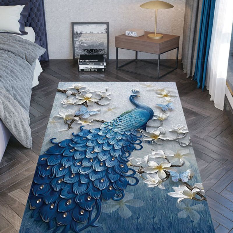 Modern Area Rug Unique Animal Print Carpet Washable Polyester Living Room Rug with Non-Slip Backing