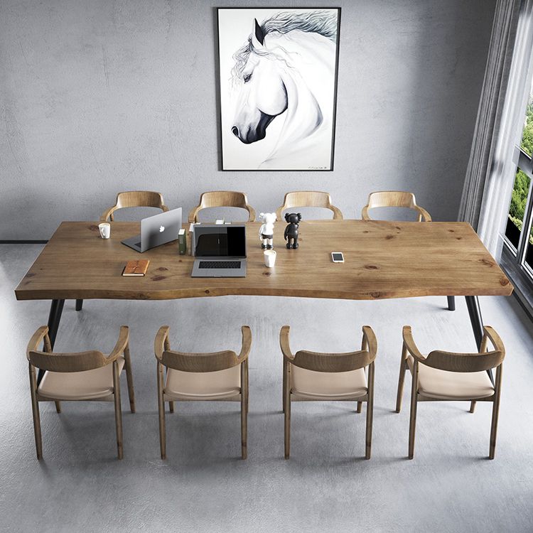 Rectángulo 4 patas Mesa de comedor industrial Mada de madera maciza Mesa de comedor fija