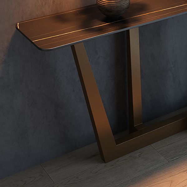 Glam Stone Console Table Rectangle Golden Console Sofa Table for Hall