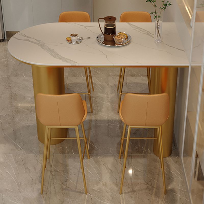 Glam Rectangle Stone Counter Table 1/5 Pieces Bar Table Set for Living Room