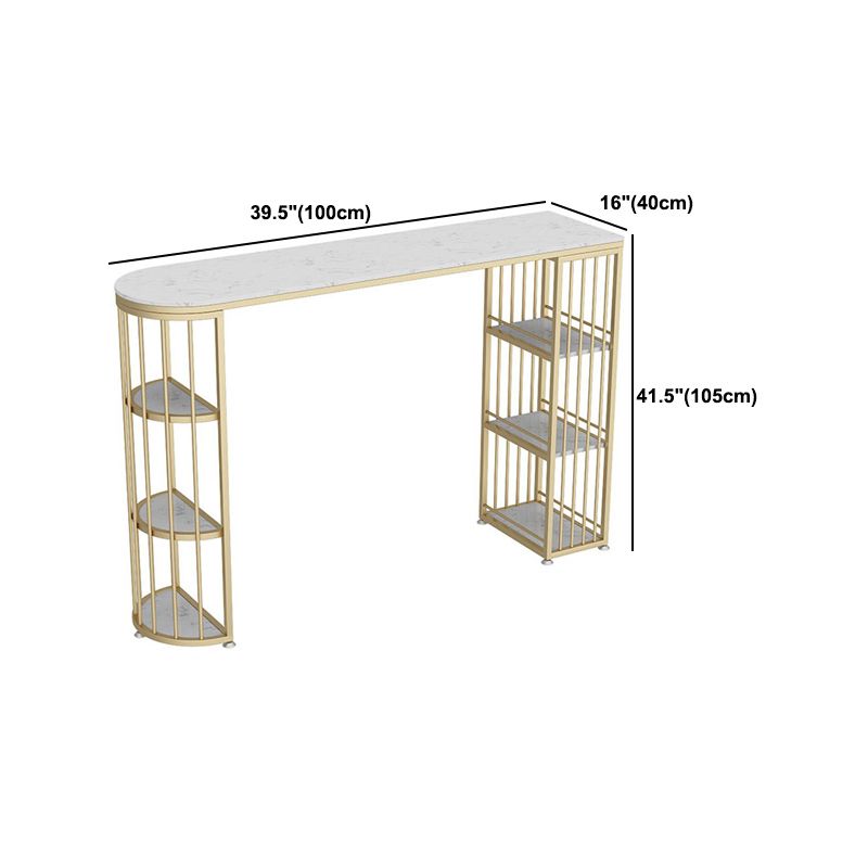 1/2/3 Pieces Glam Iron Bar Table Set White Faux Marble Top Bistro Set with Shelf
