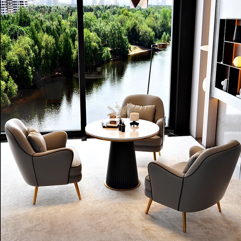 Contemporary Pillow Back Chair Recessed Arms Pillow Back ArmChair