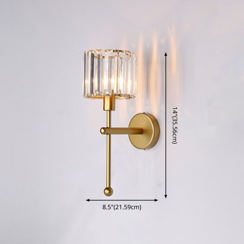 Cilindrische SCONCE-verlichtingsarmaturen Moderne stijl Crystal 1-Licht wandmontage Lamp in zwart en goud