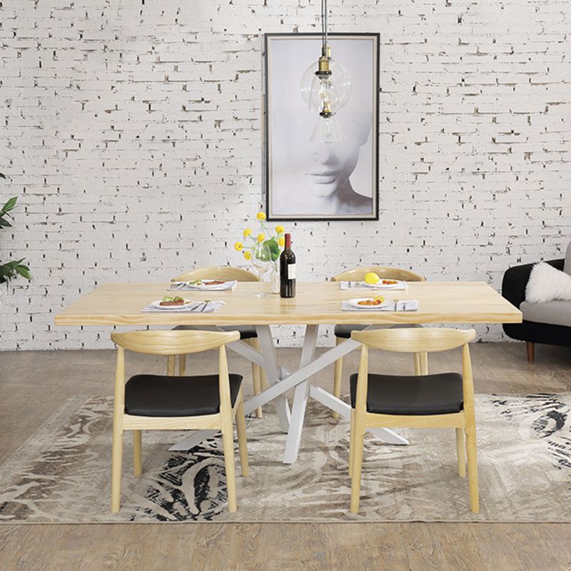 Contemporary 1/2/5 Pieces Furniture Rectangle Solid Wood Dining Set in Natural