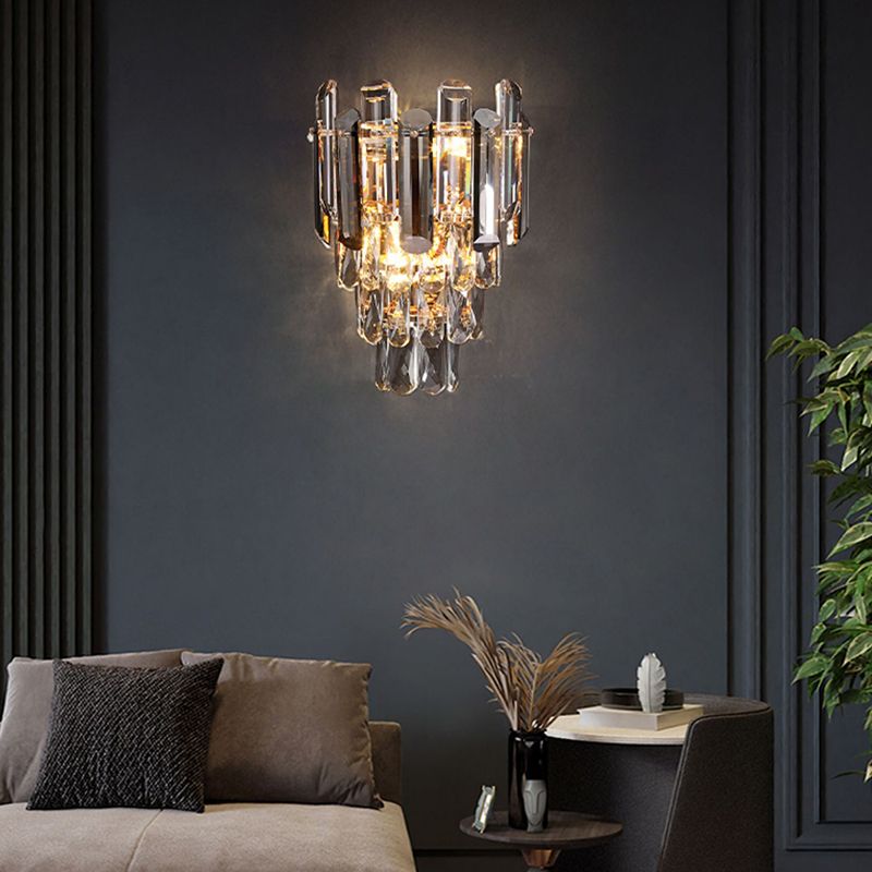 Geometric Shape Crystal Wall Sconces Modern 2-Lights Wall Mount Light Fixture